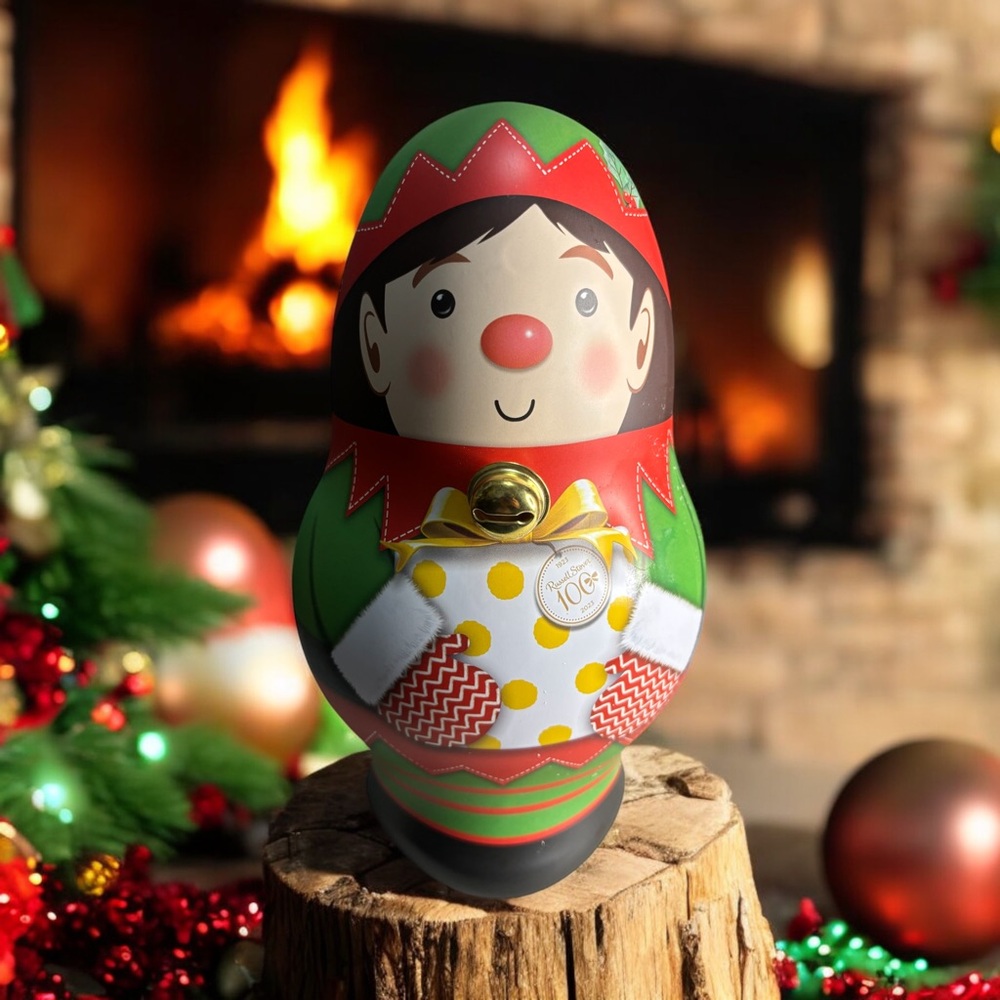 Russell Stover 100th Anniversary Christmas Elf Metal Candy Tin EMPTY 2023